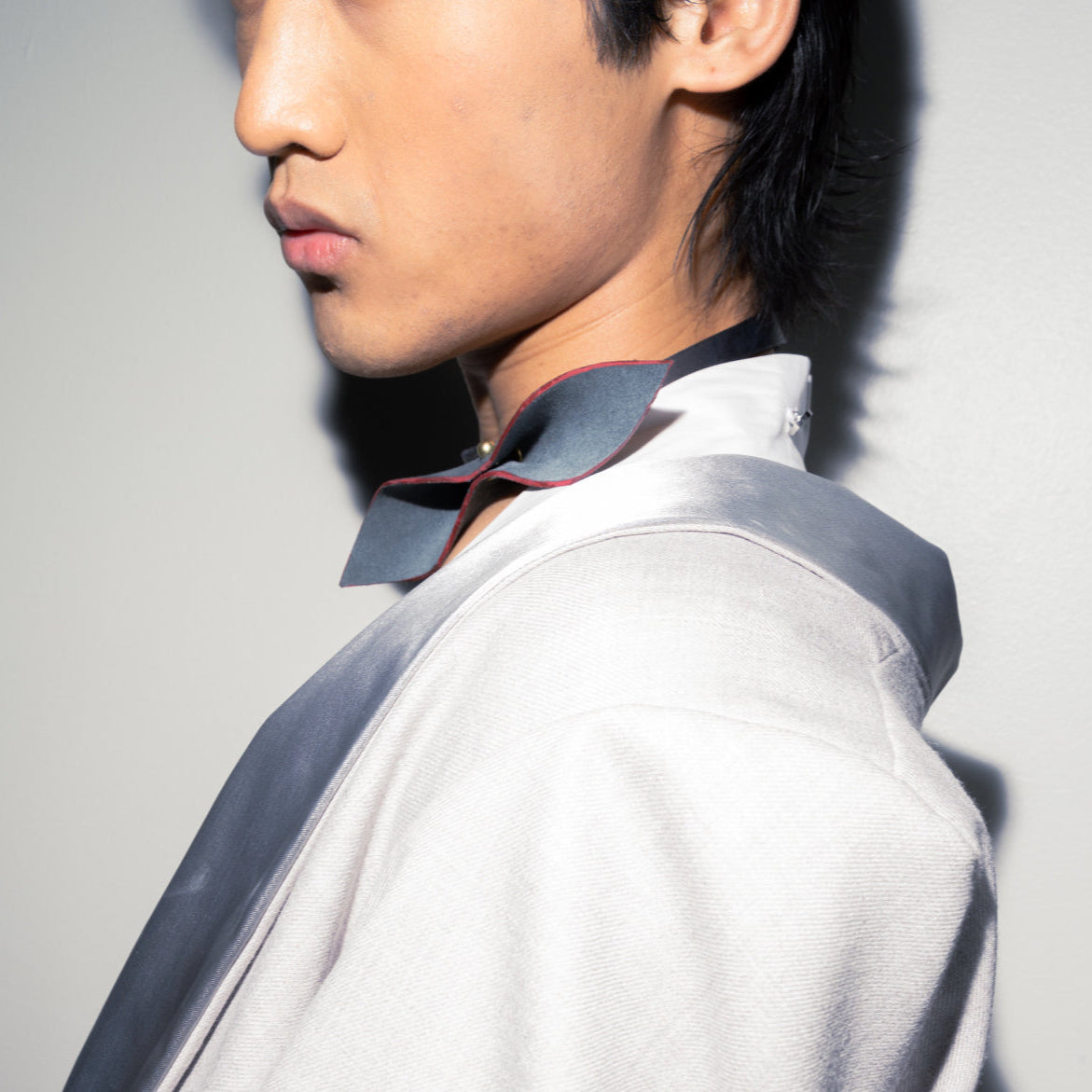 The Art of EMJ grey leather bow tie