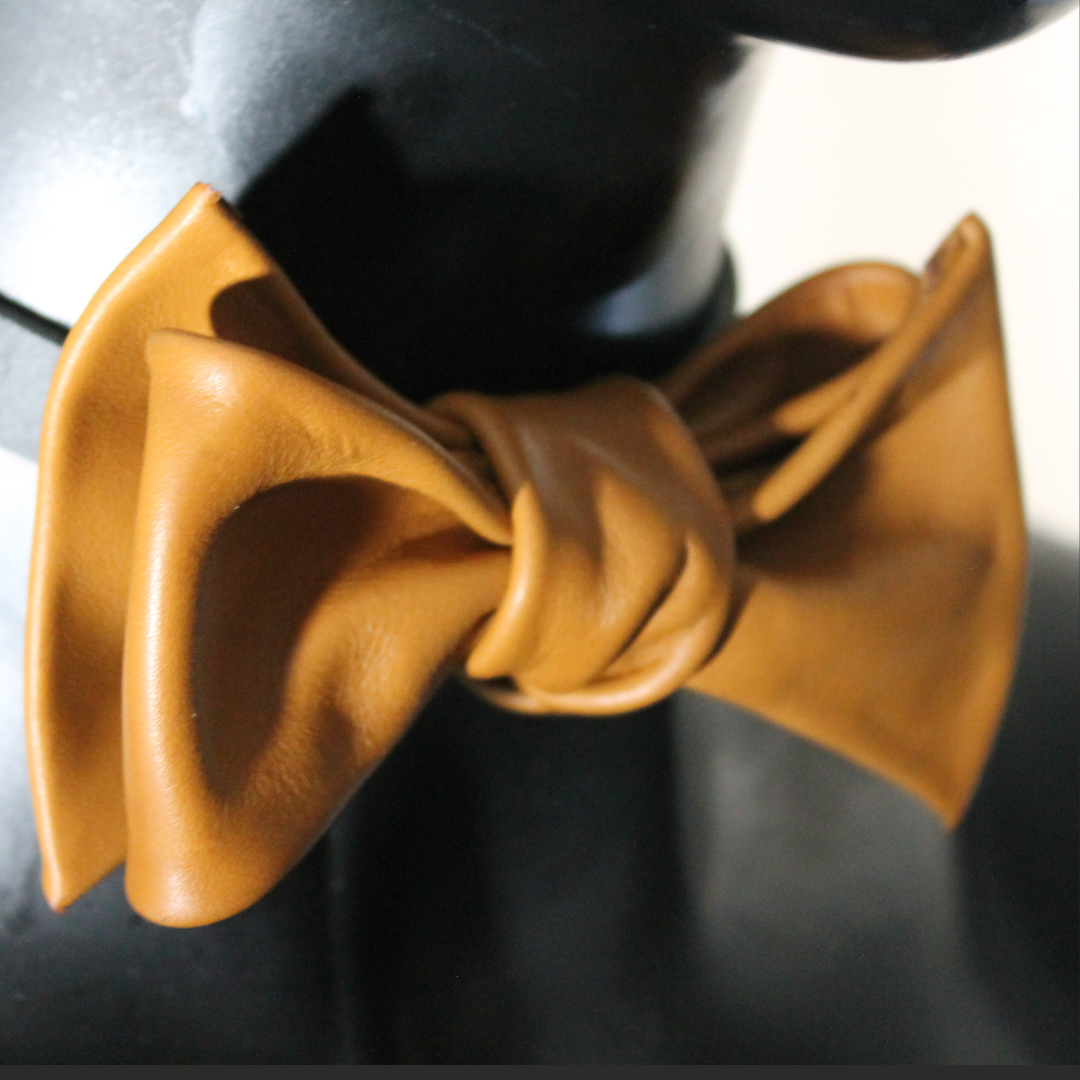 The Art of EMJ Camel Leather Bow Tie