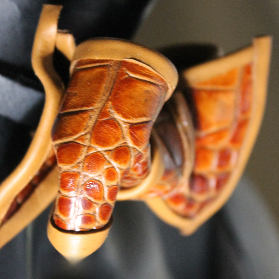 Brown Croc Leather Bow Tie