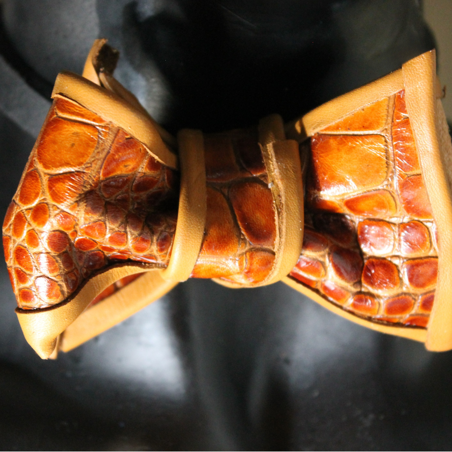 Brown Croc Leather  Bow Tie