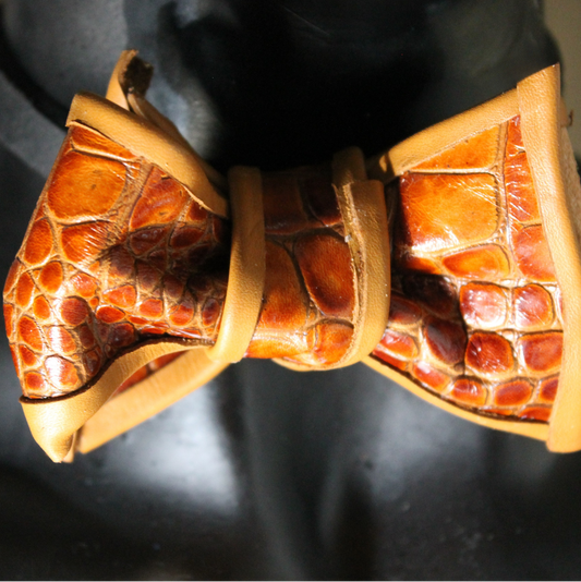 Brown Croc Leather  Bow Tie