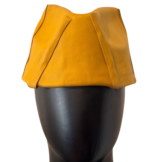 Mustard yellow leather cap