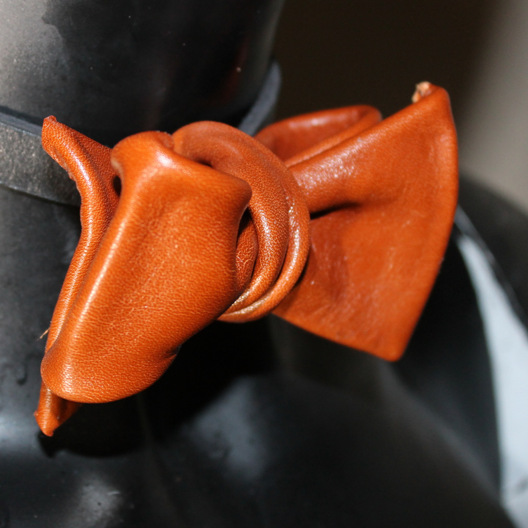 Camel Leather  Bow Tie