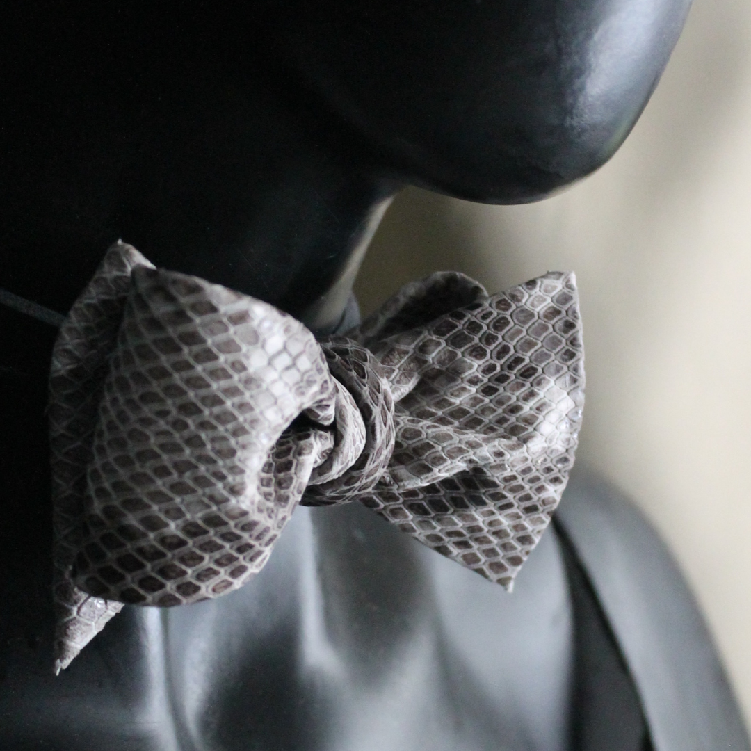 The Art of EMJ Grey Snakeskin Bow Tie 