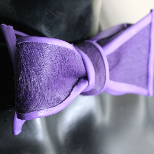 Purple Mohair Leather Bow Tie nu EMJ