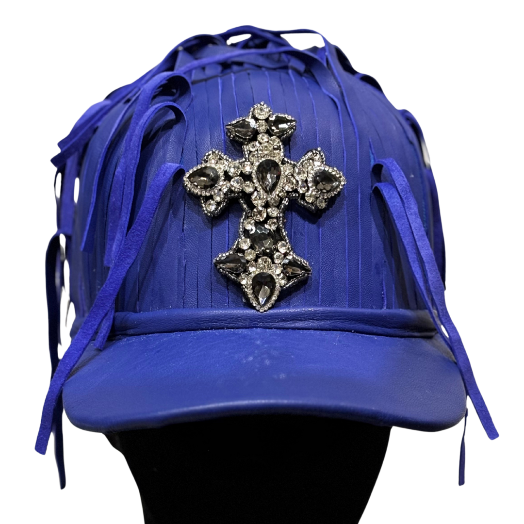 lambskin blue cap