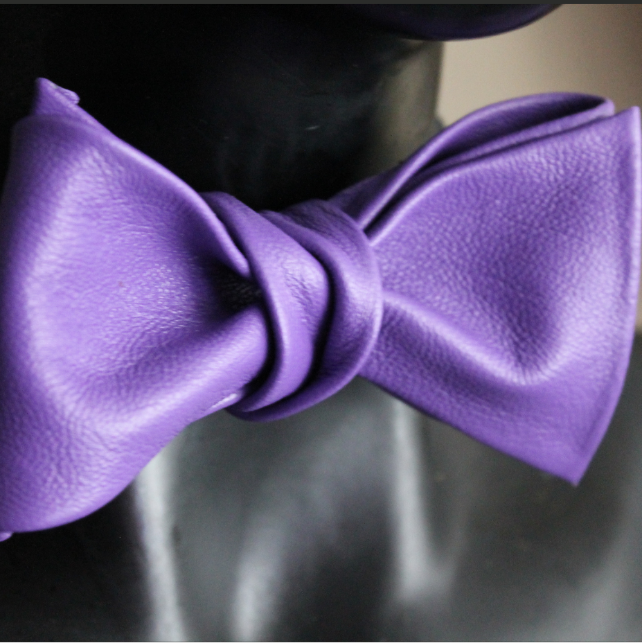 Purple Lambskin EMJ Bow Tie 