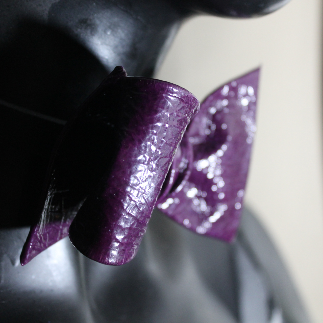 EMJ Purple Leather Bow Tie 