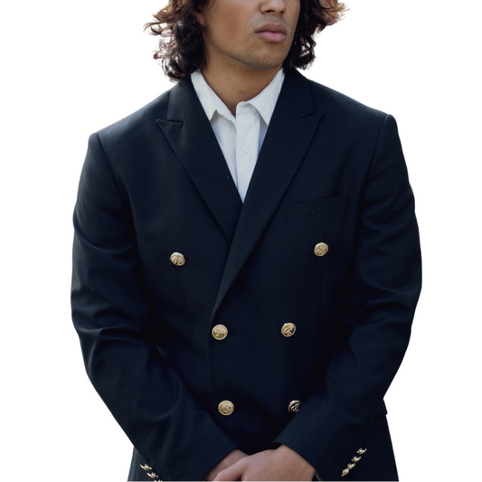 Double breasted blazer  with god buttons 